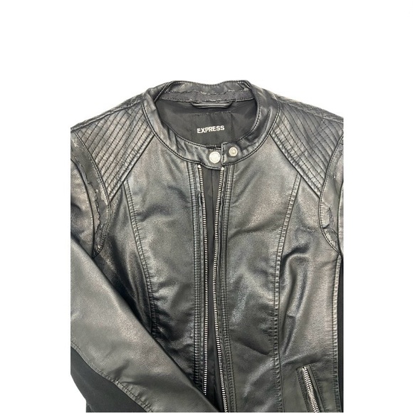 Women's Black Leather Jacket - Picture 3 of 4